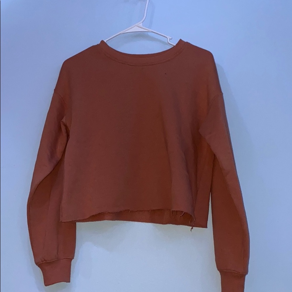 forever 21 cropped tan sweatshirt